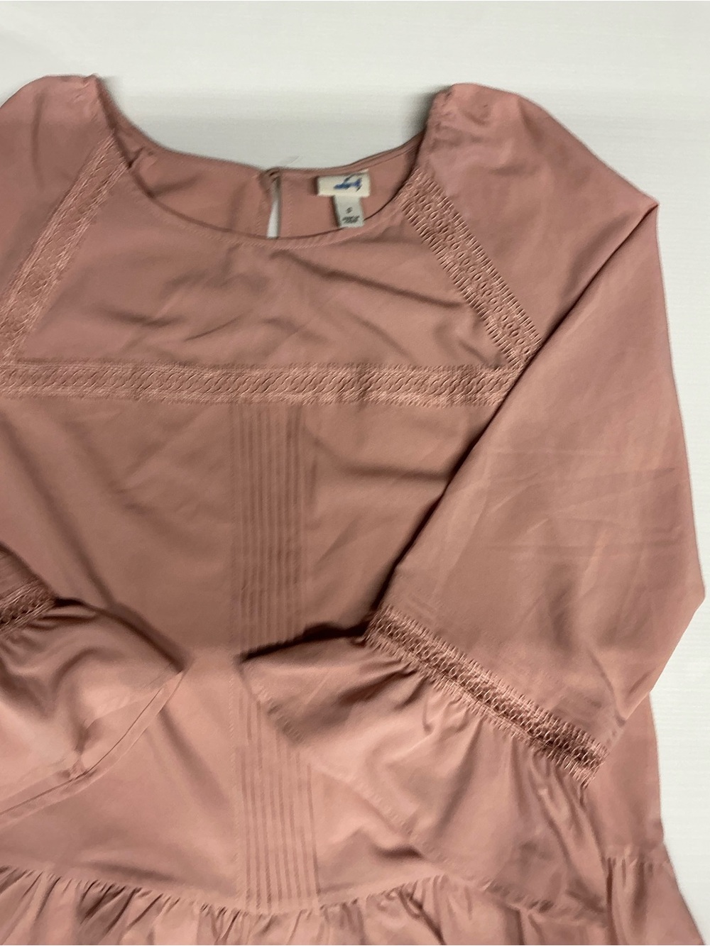 a new day Dusty Rose Long-Sleeve Lace-Trim Dress